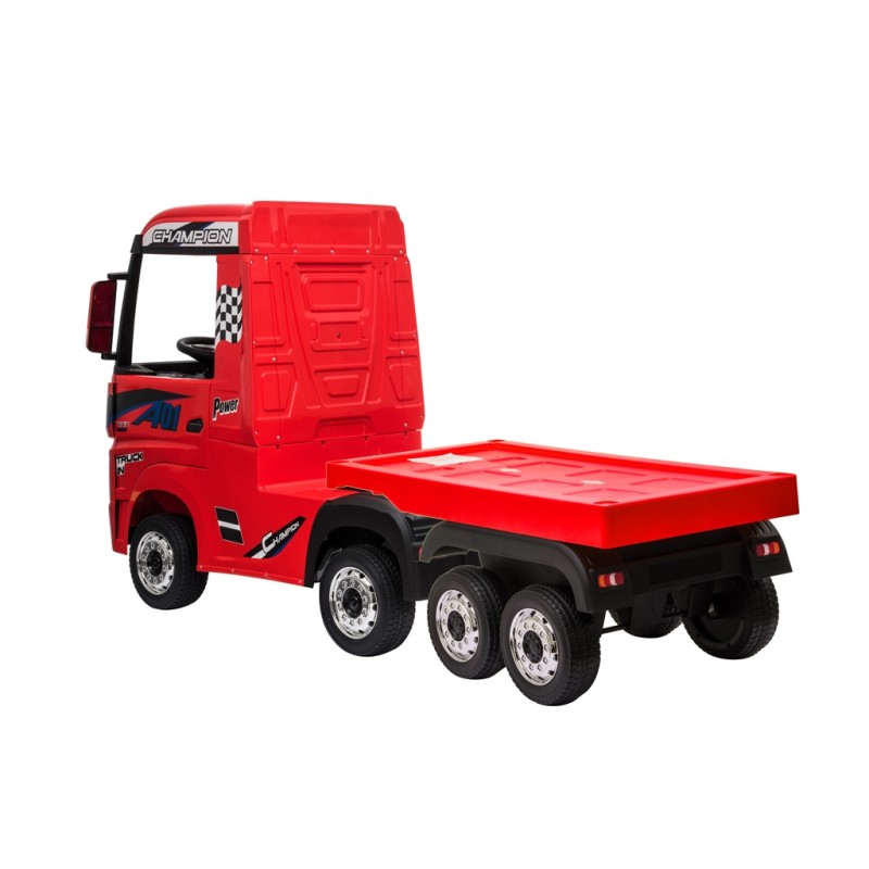 Camion Elettrico Mercedes Actros per Bambini 12V con Rimorchio Sedile in Pelle Telecomando Full Optional – Variante Rosso