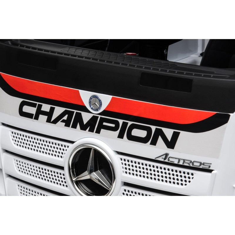 Camion Elettrico Mercedes Actros per Bambini 12V con Sedile in Pelle Telecomando Full Optional – Variante Bianco