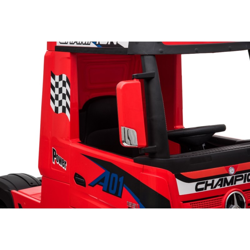Camion Elettrico Mercedes Actros per Bambini 12V con Sedile in Pelle Telecomando Full Optional – Variante Rosso