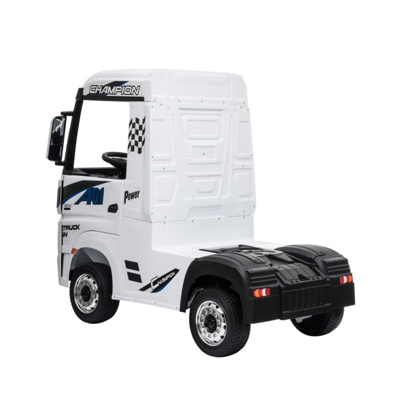 Camion Elettrico Mercedes Actros per Bambini 12V con Sedile in Pelle Telecomando Full Optional – Variante Bianco