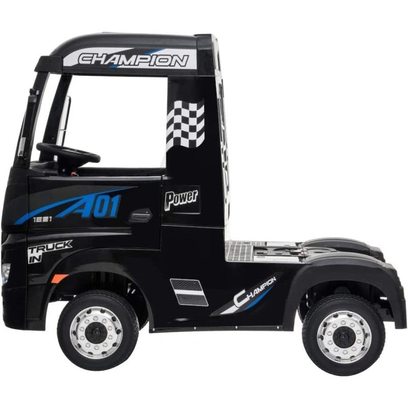 Camion Elettrico Mercedes Actros per Bambini 12V con Sedile in Pelle Telecomando Full Optional – Variante Nero