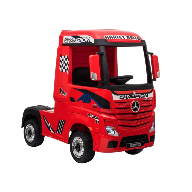 Camion Elettrico Mercedes Actros per Bambini 12V con Sedile in Pelle Telecomando Full Optional – Variante Rosso