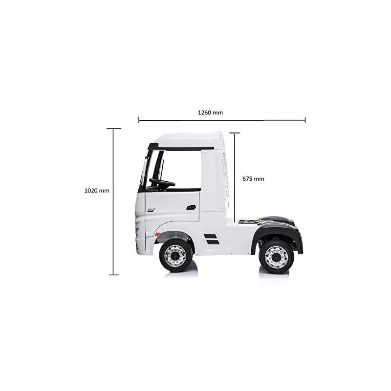 Camion Elettrico Mercedes Actros per Bambini 12V con Sedile in Pelle Telecomando Full Optional – Variante Bianco