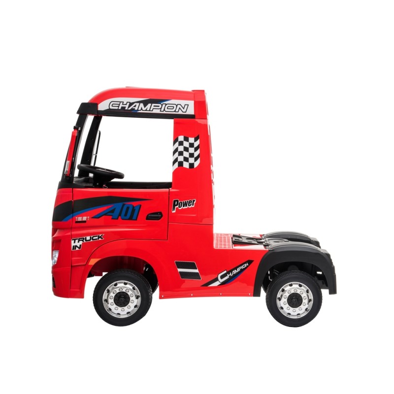 Camion Elettrico Mercedes Actros per Bambini 12V con Sedile in Pelle Telecomando Full Optional – Variante Rosso