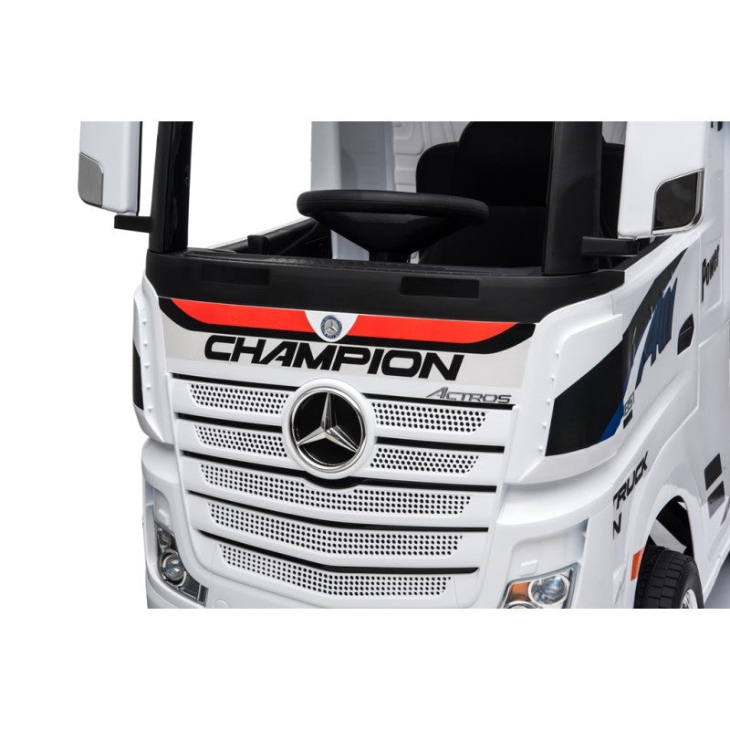 Camion Elettrico Mercedes Actros per Bambini 12V con Sedile in Pelle Telecomando Full Optional – Variante Bianco
