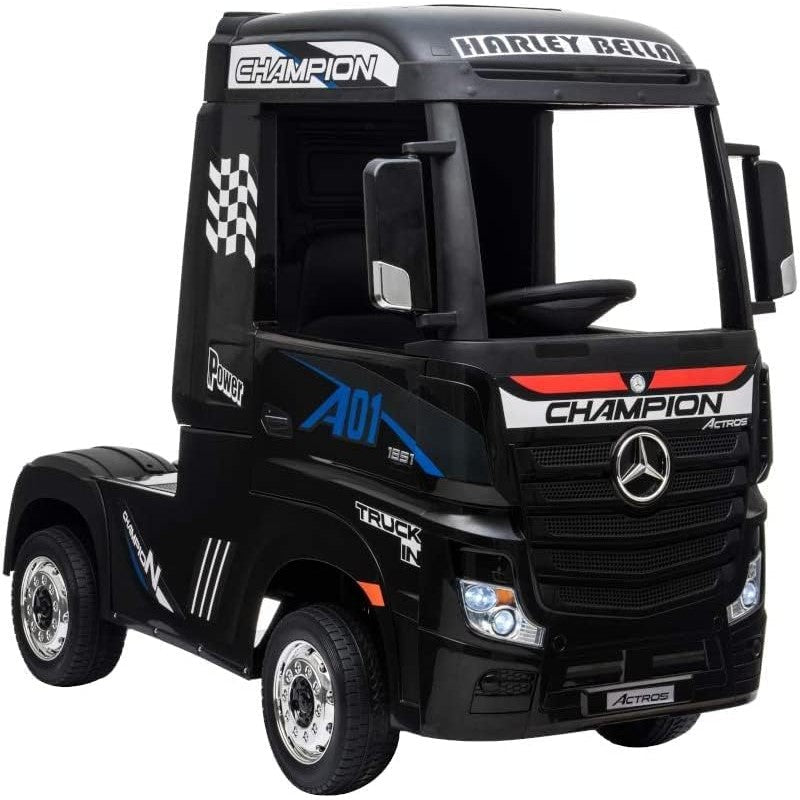 Camion Elettrico Mercedes Actros per Bambini 12V con Sedile in Pelle Telecomando Full Optional – Variante Nero