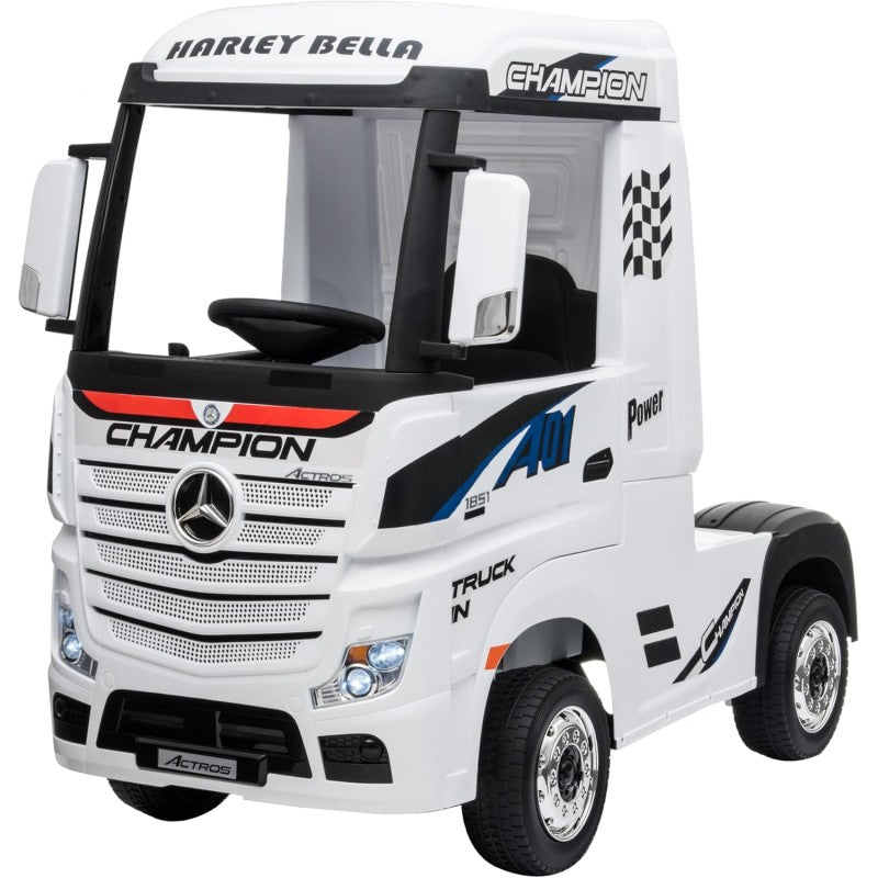 Camion Elettrico Mercedes Actros per Bambini 12V con Sedile in Pelle Telecomando Full Optional – Variante Nero