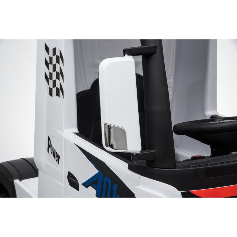 Camion Elettrico Mercedes Actros per Bambini 12V con Sedile in Pelle Telecomando Full Optional – Variante Bianco