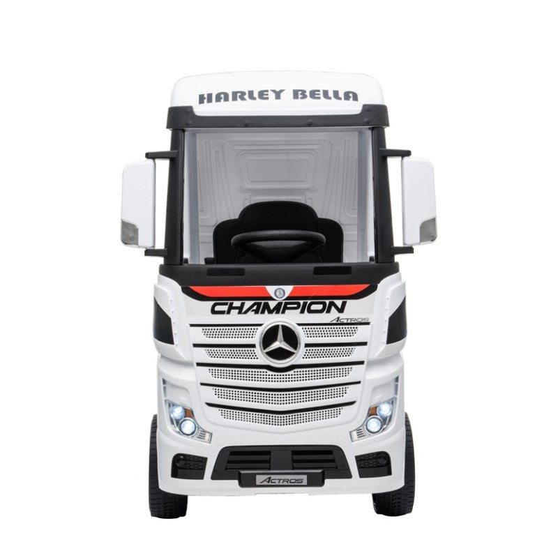 Camion Elettrico Mercedes Actros per Bambini 12V con Sedile in Pelle Telecomando Full Optional – Variante Bianco