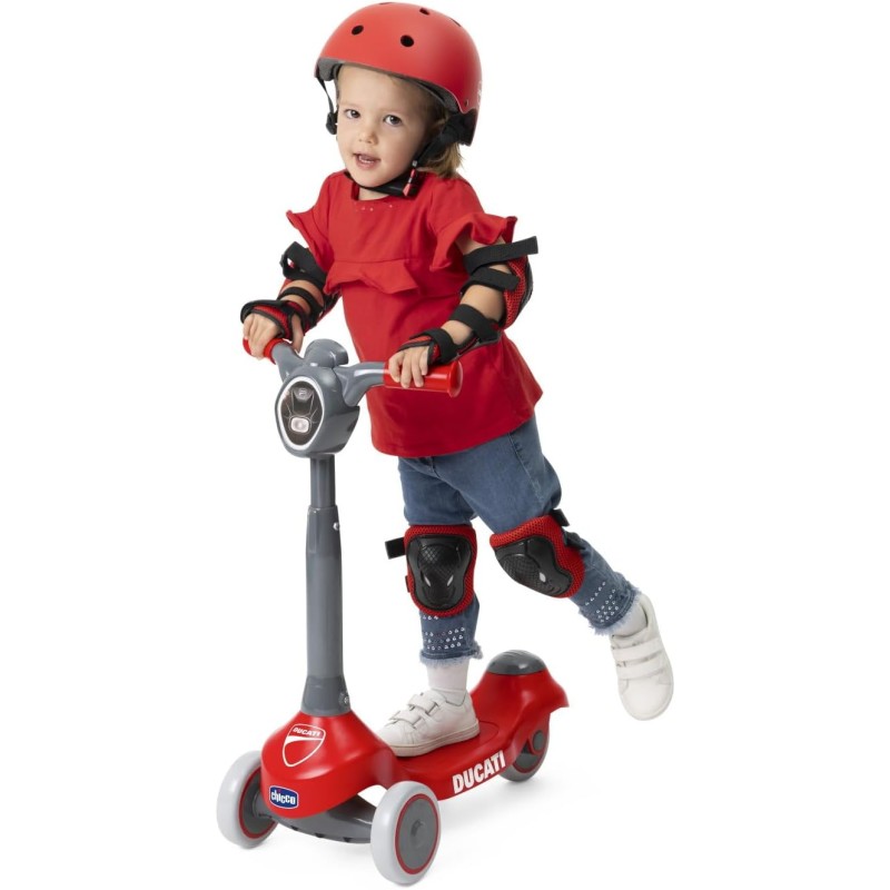 Chicco 01218810 Ducati Scooter Monopattino Evolutivo Leggero con Base Anti-Scivolo e Ruote Rivestite in Gomma