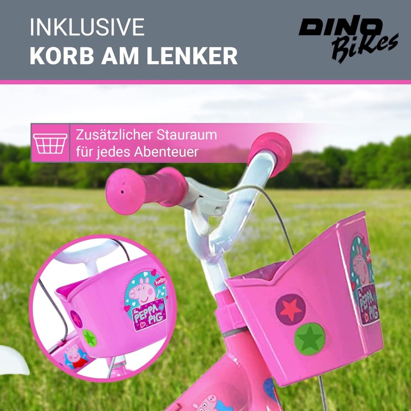 Dino Bikes 124RL-PGS Bicicletta Peppa Pig 12 pollici per bambina
