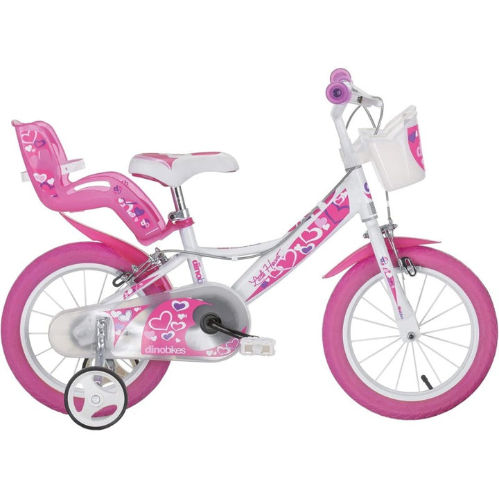 Dino Bikes 144RN Bicicletta 14" Little Hearts Rosa/Bianco