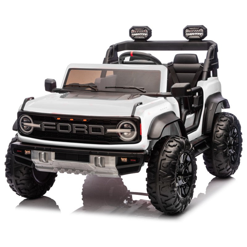 Ford Bronco Raptor 24V Auto Macchina Elettrica per Bambini 2 Posti Fuoristrada con Telecomando - RUOTE IN GOMMA EVA XL 0975 - Bianco