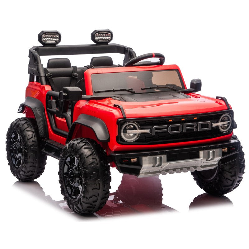 Ford Bronco Raptor 24V Auto Macchina Elettrica per Bambini 2 Posti Fuoristrada con Telecomando - RUOTE IN GOMMA EVA XL 0975 – Variante Rosso
