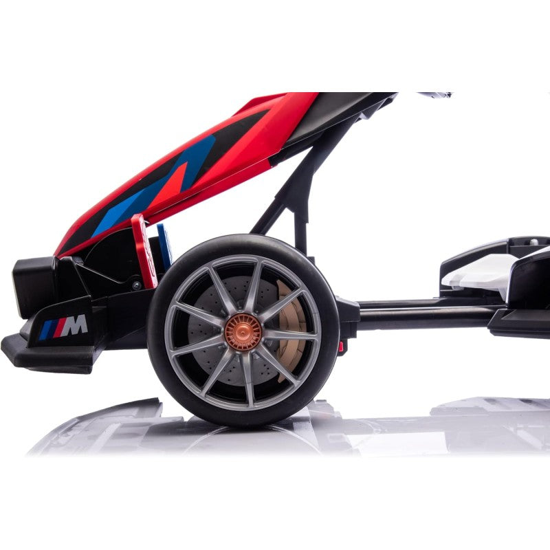 Go Kart Elettrico BMW per Bambini 24V con Sedile Regolabile 6-12 Anni Luci LED 2 Velocità Modalità Drift – Variante Rosso