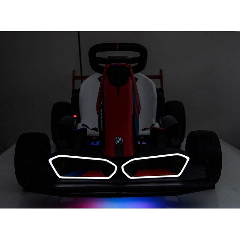 Go Kart Elettrico BMW per Bambini 24V con Sedile Regolabile 6-12 Anni Luci LED 2 Velocità Modalità Drift – Variante Rosso