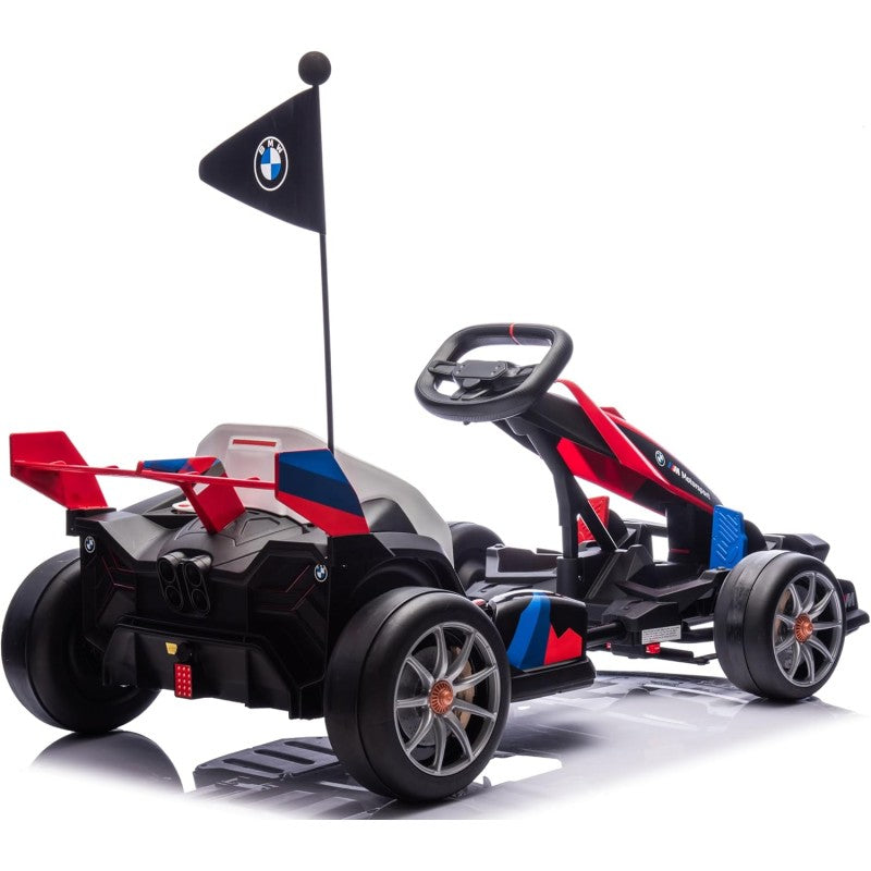 Go Kart Elettrico BMW per Bambini 24V con Sedile Regolabile 6-12 Anni Luci LED 2 Velocità Modalità Drift – Variante Rosso