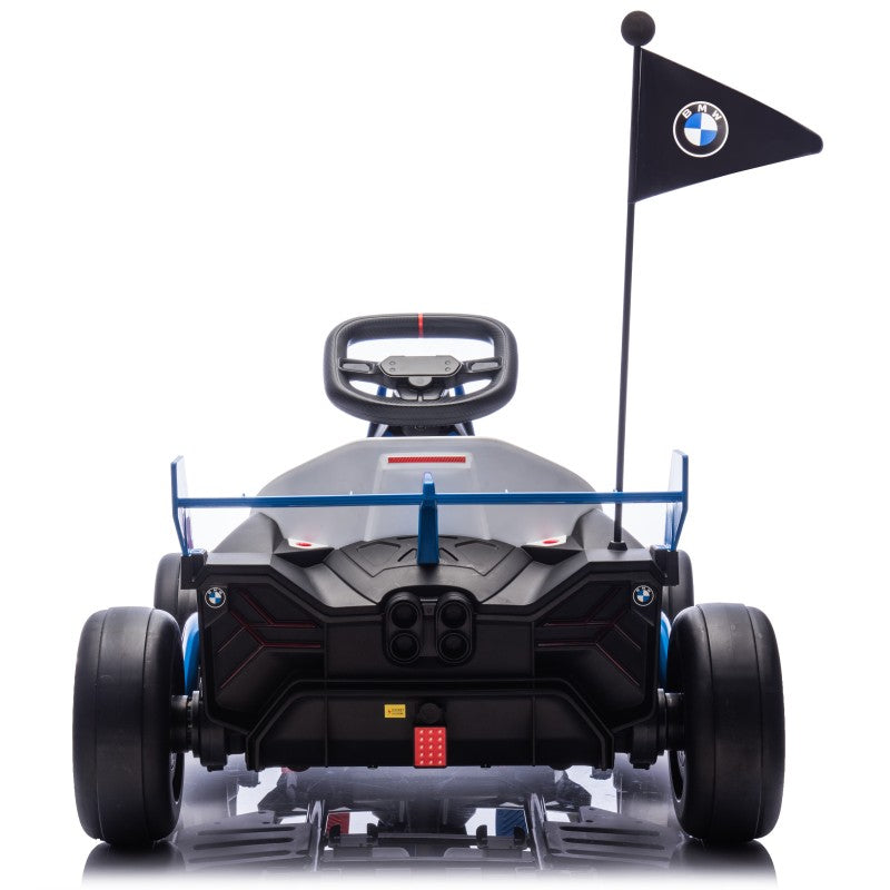 Go Kart Elettrico BMW per Bambini 24V con Sedile Regolabile 6-12 Anni Luci LED 2 Velocità Modalità Drift – Variante Blu