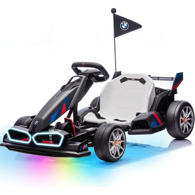 Go Kart Elettrico BMW per Bambini 24V con Sedile Regolabile 6-12 Anni Luci LED 2 Velocità Modalità Drift - Nero