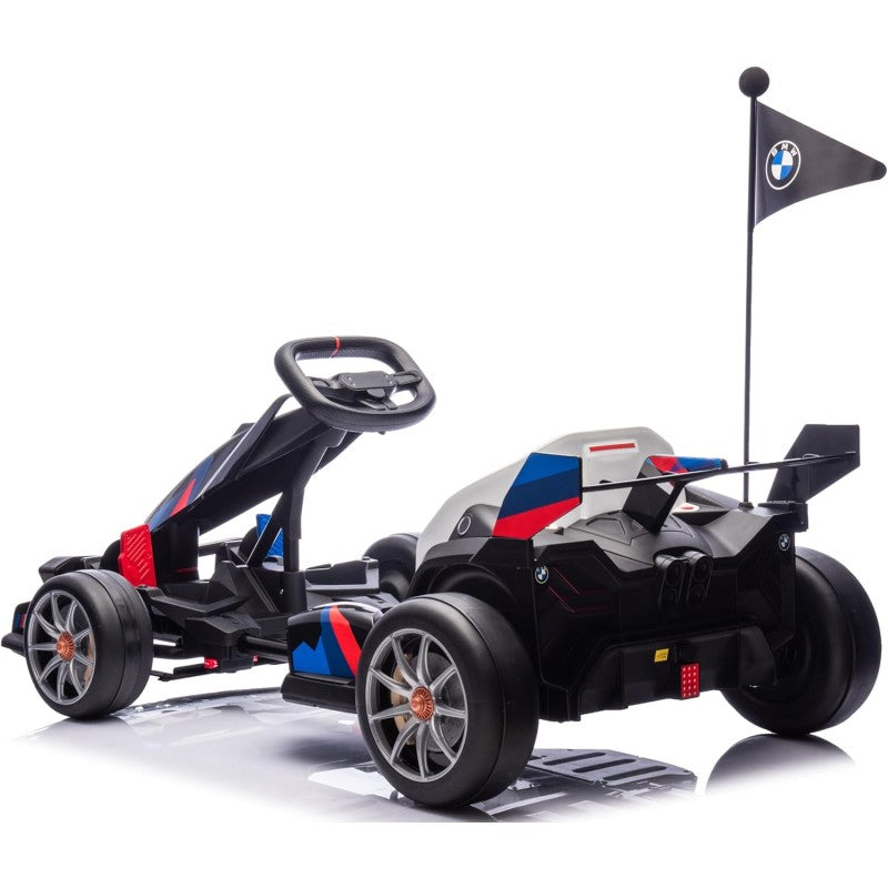 Go Kart Elettrico BMW per Bambini 24V con Sedile Regolabile 6-12 Anni Luci LED 2 Velocità Modalità Drift – Variante Nero