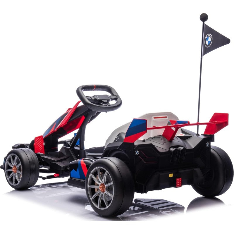 Go Kart Elettrico BMW per Bambini 24V con Sedile Regolabile 6-12 Anni Luci LED 2 Velocità Modalità Drift – Variante Rosso