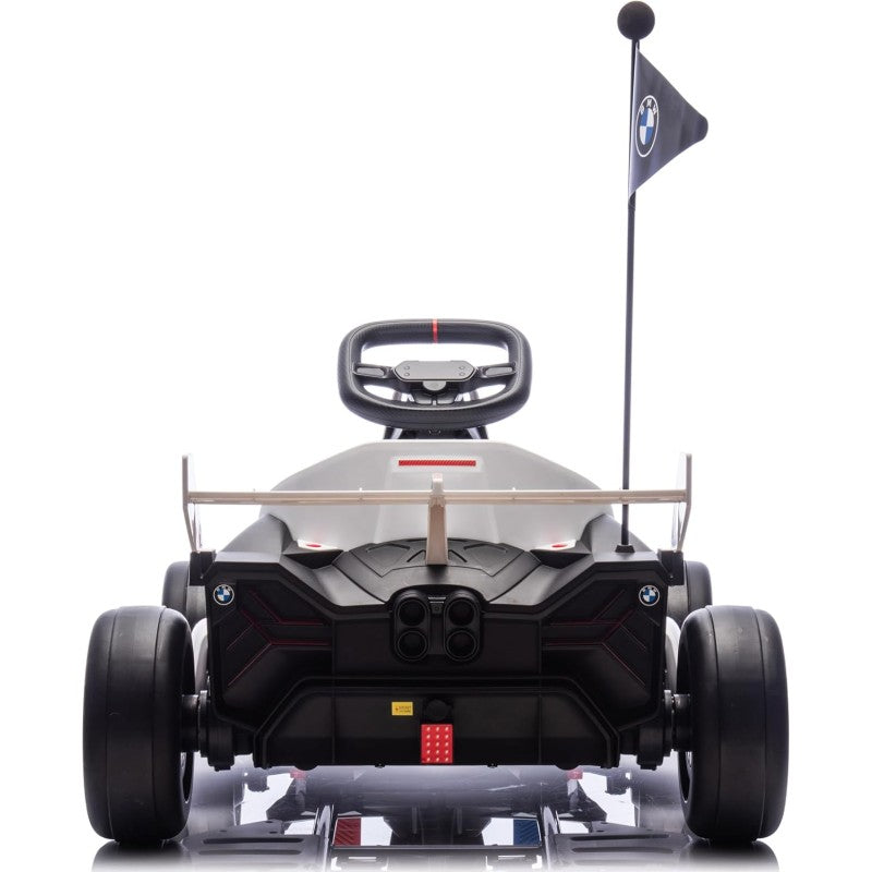 Go Kart Elettrico BMW per Bambini 24V con Sedile Regolabile 6-12 Anni Luci LED 2 Velocità Modalità Drift – Variante Bianco