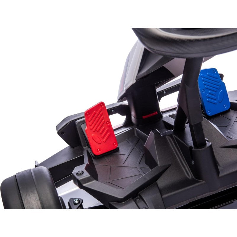 Go Kart Elettrico BMW per Bambini 24V con Sedile Regolabile 6-12 Anni Luci LED 2 Velocità Modalità Drift – Variante Bianco