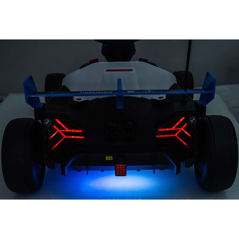 Go Kart Elettrico BMW per Bambini 24V con Sedile Regolabile 6-12 Anni Luci LED 2 Velocità Modalità Drift – Variante Blu