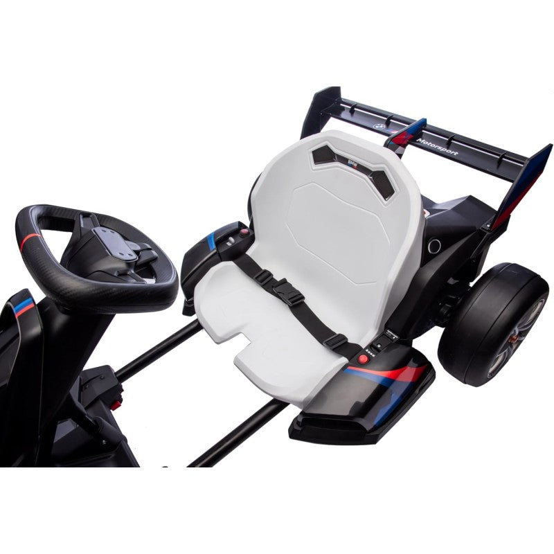 Go Kart Elettrico BMW per Bambini 24V con Sedile Regolabile 6-12 Anni Luci LED 2 Velocità Modalità Drift – Variante Nero
