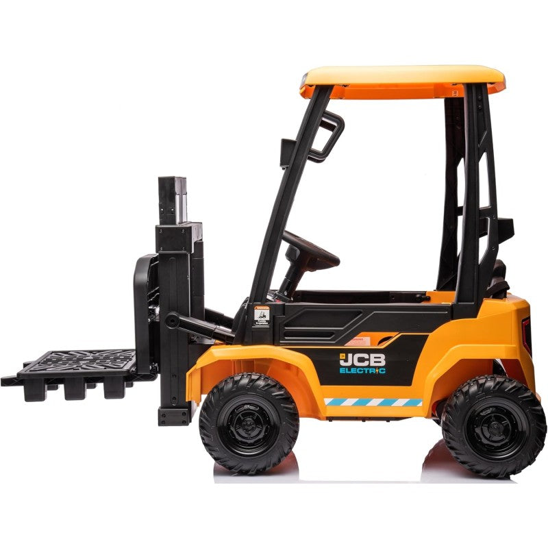 JCB Carrello Elevatore Elettrico per Bambini 12V Muletto Cavalcabile con Telecomando Forche Funzionanti