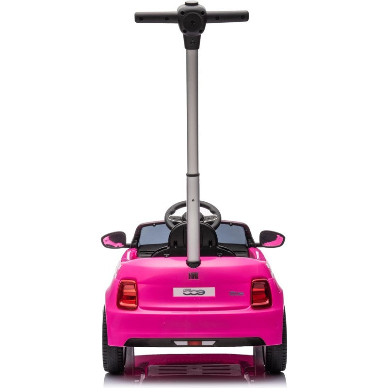 Macchina a Spinta per Bambini Fiat 500 con Poggiapiedi Regolabile Push Car con Asta Direzionabile Suoni al Volante – Variante Rosa