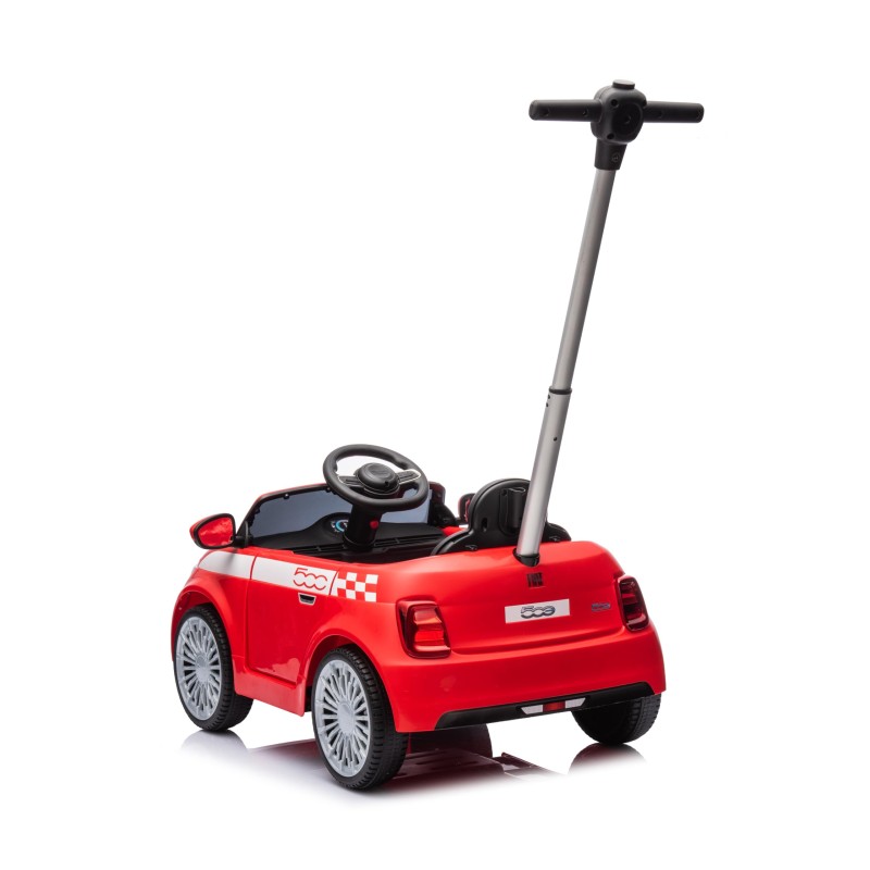 Macchina a Spinta per Bambini Fiat 500 con Poggiapiedi Regolabile Push Car con Asta Direzionabile Suoni al Volante – Variante Rosso