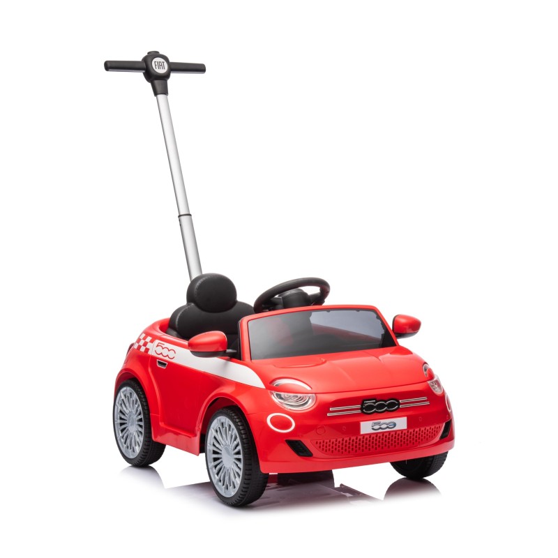 Macchina a Spinta per Bambini Fiat 500 con Poggiapiedi Regolabile Push Car con Asta Direzionabile Suoni al Volante – Variante Rosso