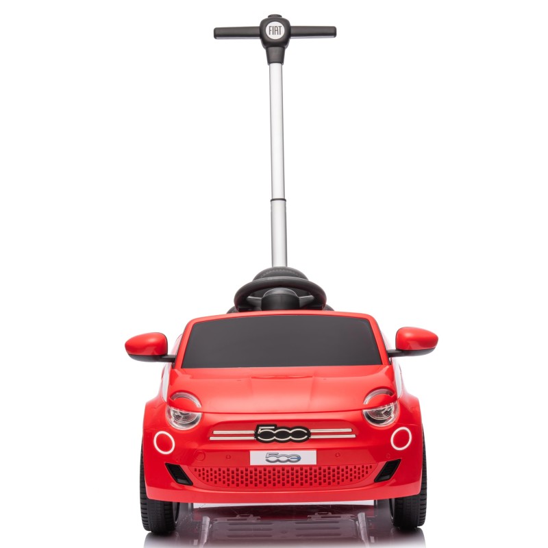 Macchina a Spinta per Bambini Fiat 500 con Poggiapiedi Regolabile Push Car con Asta Direzionabile Suoni al Volante – Variante Rosso
