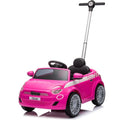 Macchina a Spinta per Bambini Fiat 500 con Poggiapiedi Regolabile Push Car con Asta Direzionabile Suoni al Volante – Variante Rosa
