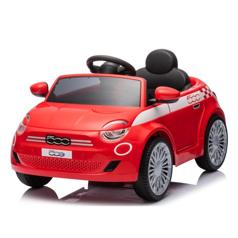 Macchina a Spinta per Bambini Fiat 500 con Poggiapiedi Regolabile Push Car con Asta Direzionabile Suoni al Volante – Variante Rosso