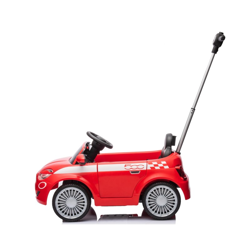 Macchina a Spinta per Bambini Fiat 500 con Poggiapiedi Regolabile Push Car con Asta Direzionabile Suoni al Volante – Variante Rosso