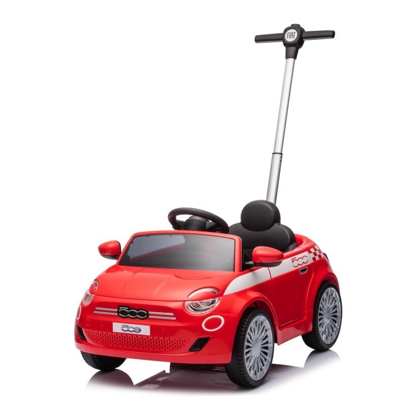 Macchina a Spinta per Bambini Fiat 500 con Poggiapiedi Regolabile Push Car con Asta Direzionabile Suoni al Volante – Variante Rosso