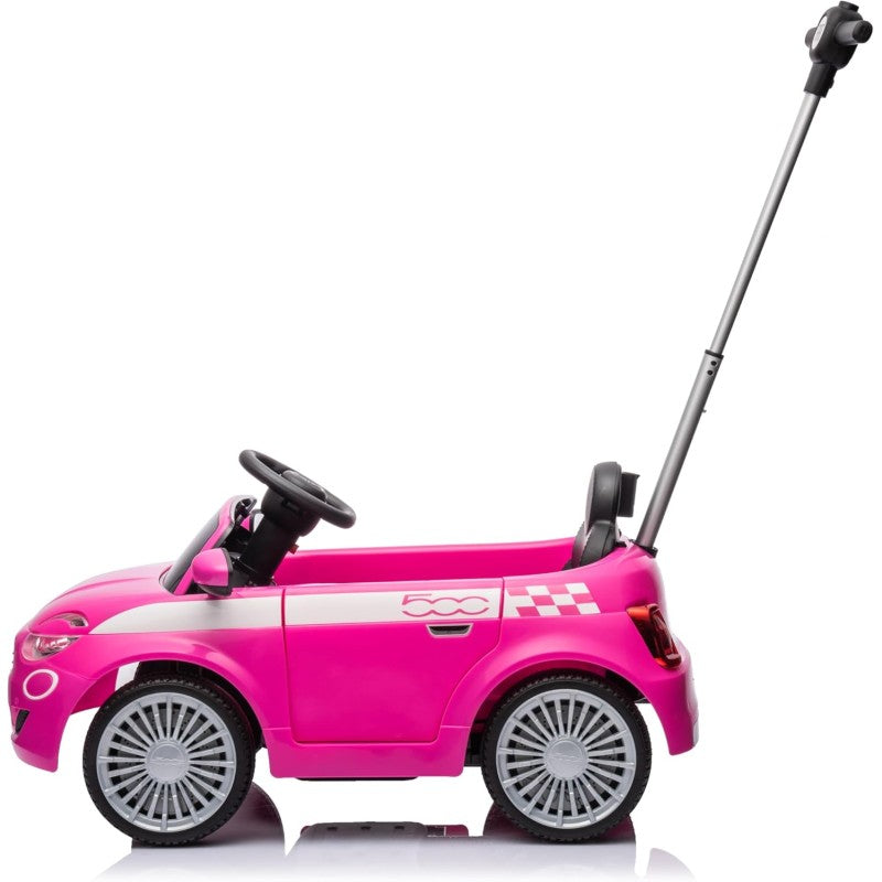 Macchina a Spinta per Bambini Fiat 500 con Poggiapiedi Regolabile Push Car con Asta Direzionabile Suoni al Volante – Variante Rosa