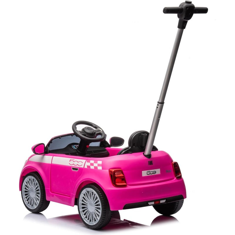 Macchina a Spinta per Bambini Fiat 500 con Poggiapiedi Regolabile Push Car con Asta Direzionabile Suoni al Volante – Variante Rosa