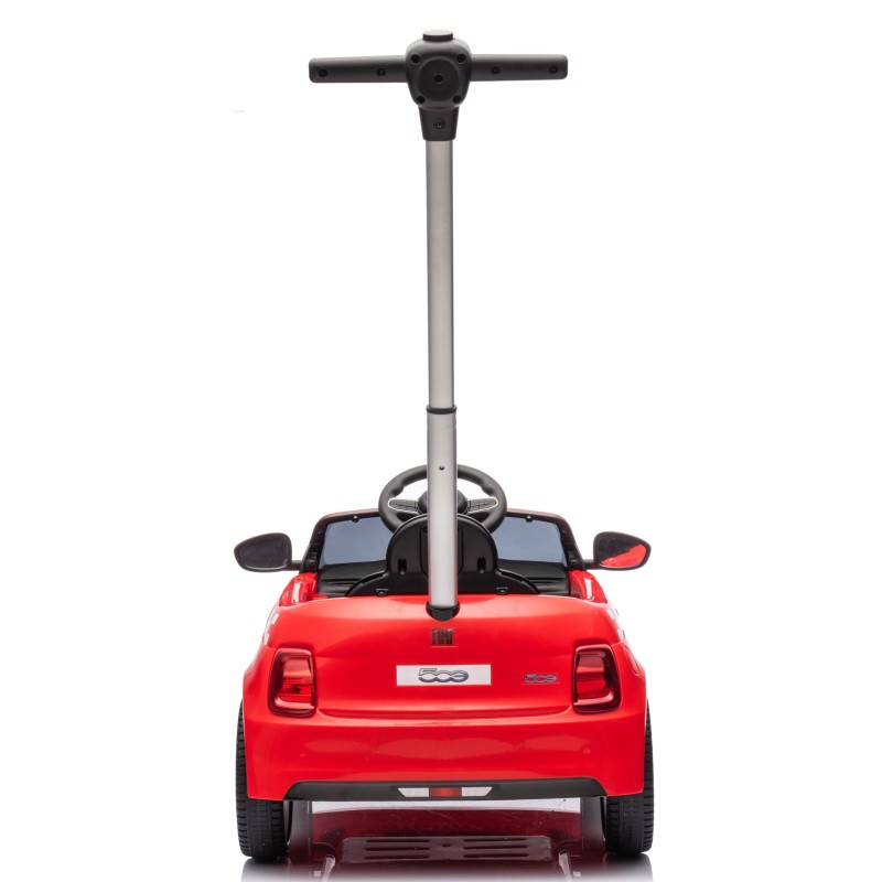 Macchina a Spinta per Bambini Fiat 500 con Poggiapiedi Regolabile Push Car con Asta Direzionabile Suoni al Volante – Variante Rosso
