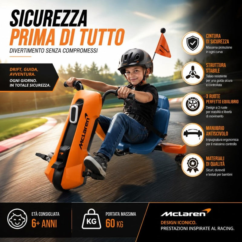 Macchina Drift Car Elettrico McLaren 24V Moto per Bambini Go Kart con Drift 360° Bluetooth