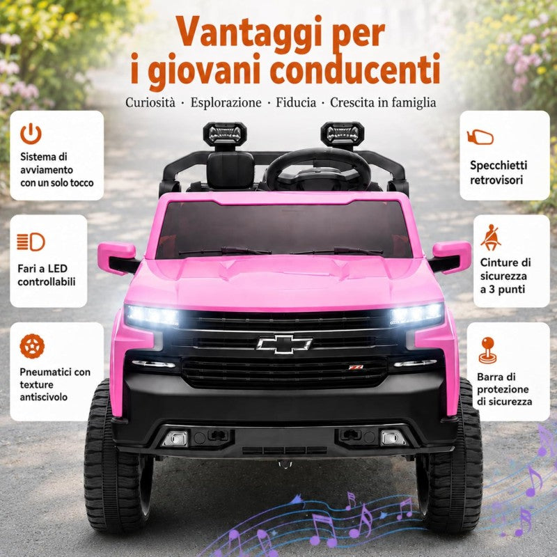Macchina Elettrica Chevrolet Silverado ZR2 24V Maxi Fuoristrada 2 Posti per Bambini Telecomando Bluetooth Carico Massimo 60 Kg