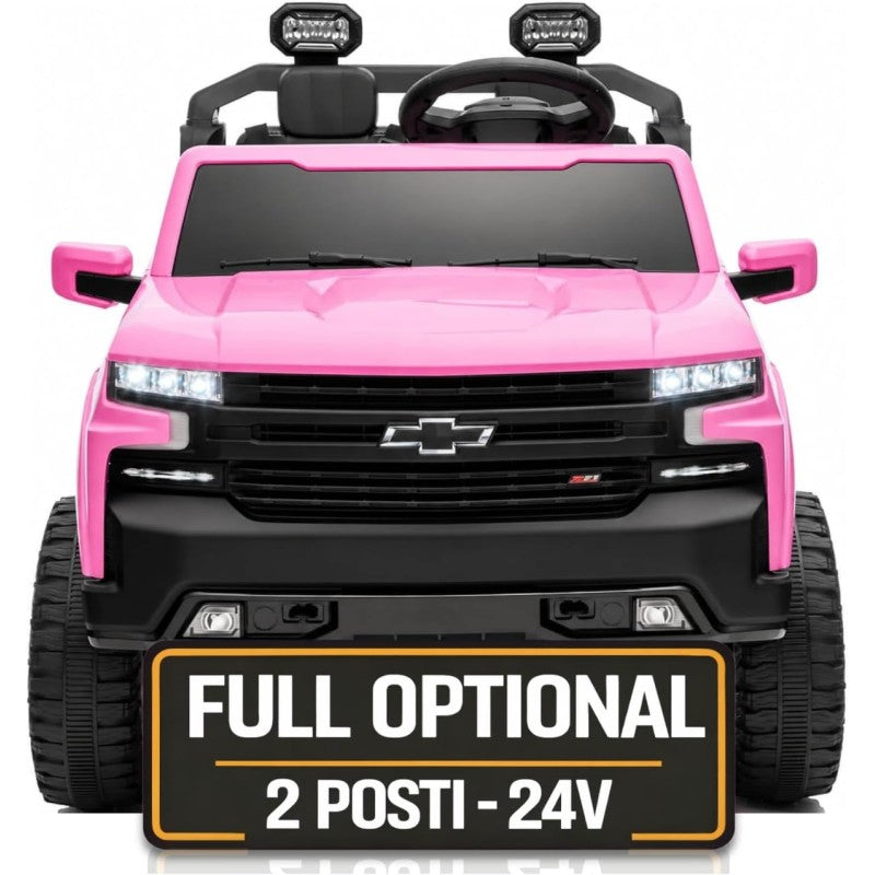 Macchina Elettrica Chevrolet Silverado ZR2 24V Maxi Fuoristrada 2 Posti per Bambini Telecomando Bluetooth Carico Massimo 60 Kg