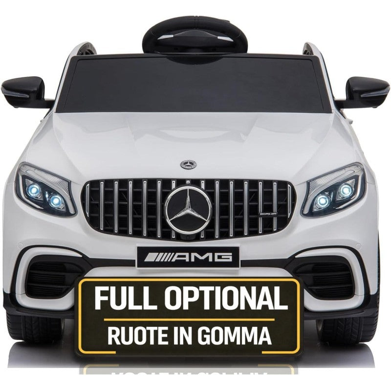 Macchina Elettrica per Bambini 12V Mercedes GLC 63S con Ruote in Gomma Telecomando - Bianco