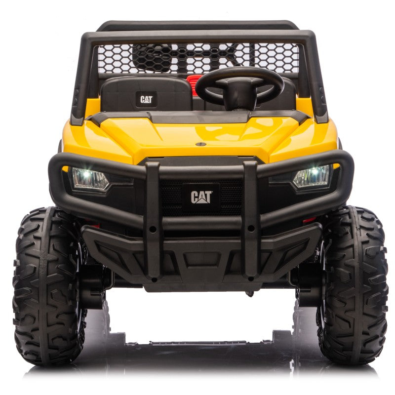 UTV CAT Caterpillar Camion da Cantiere Elettrico per Bambini 2 Posti 24V con Ruote in Gomma 4 Motori