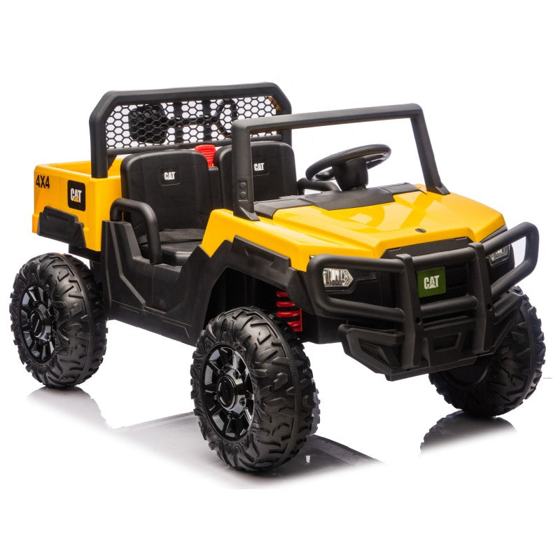 UTV CAT Caterpillar Camion da Cantiere Elettrico per Bambini 2 Posti 24V con Ruote in Gomma 4 Motori