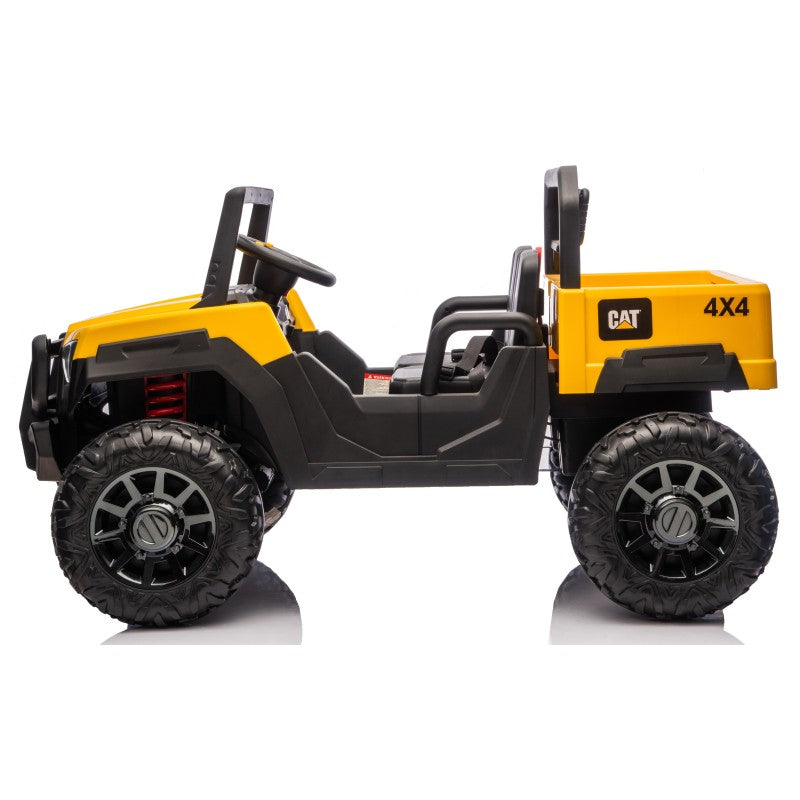 UTV CAT Caterpillar Camion da Cantiere Elettrico per Bambini 2 Posti 24V con Ruote in Gomma 4 Motori