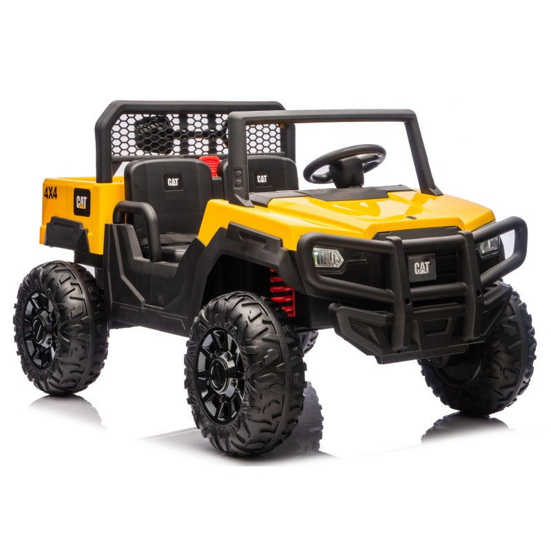 UTV CAT Caterpillar Camion da Cantiere Elettrico per Bambini 2 Posti 24V con Ruote in Gomma 4 Motori
