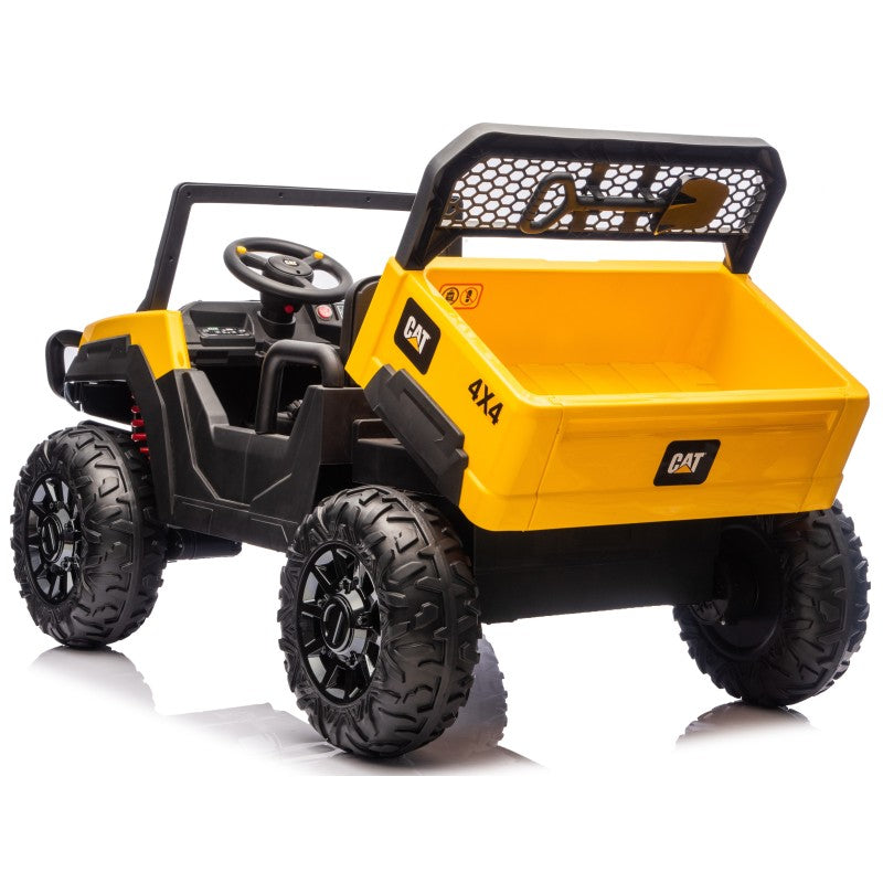 UTV CAT Caterpillar Camion da Cantiere Elettrico per Bambini 2 Posti 24V con Ruote in Gomma 4 Motori